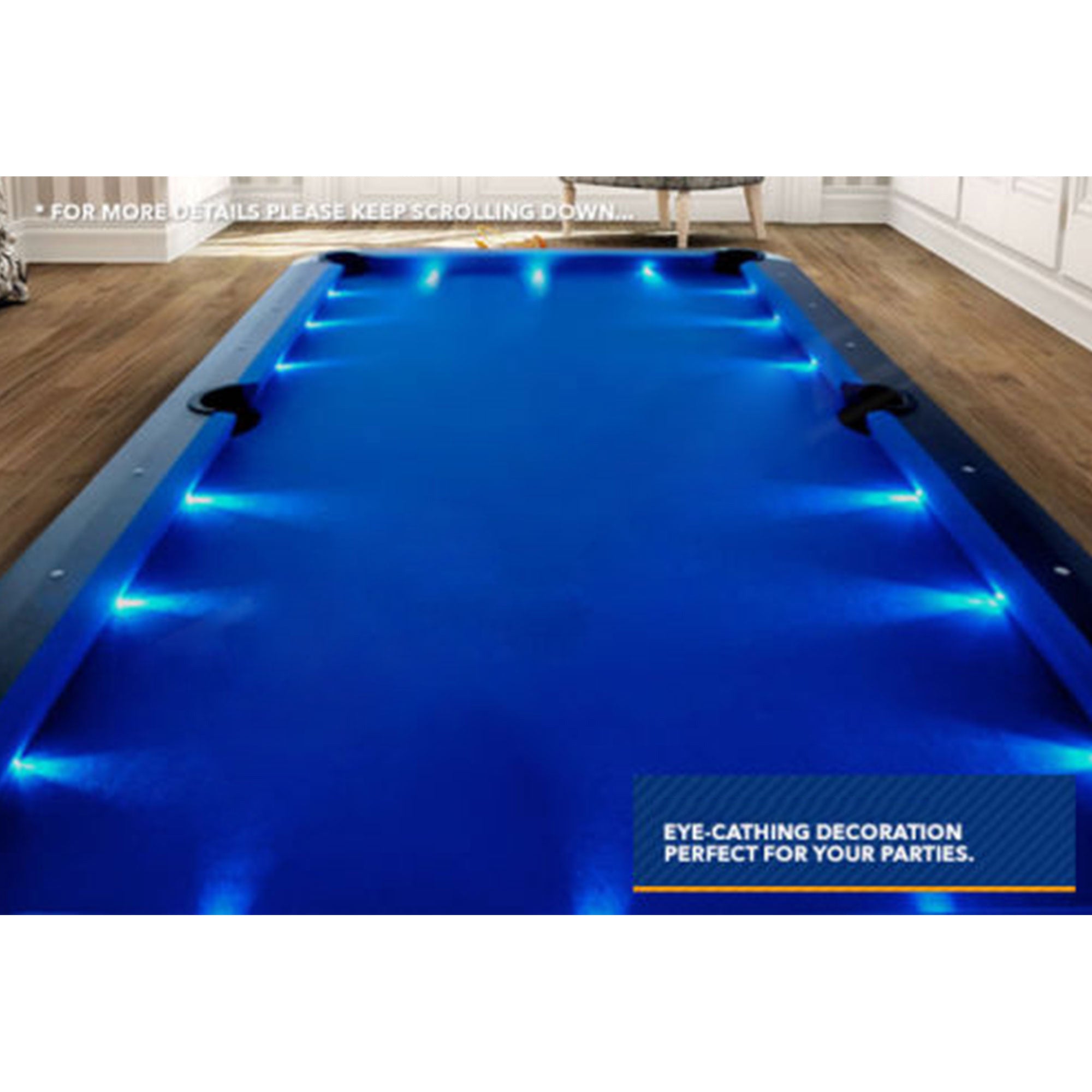 CUETIQ 8FT LED Snooker Billiard Pool Table with Free Accessories