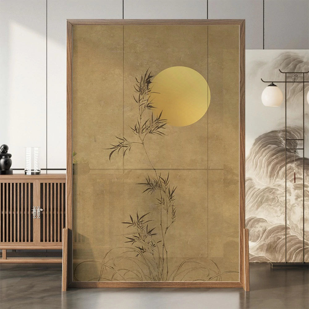 LIVARA Withered Leaf Pattern Screen Made Of Solid Wood White Wax Wood And Mongolian Pine Featuring Eastern Style Home Decor
