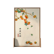 LIVARA Persimmon Pattern Screen Made Of Solid Wood White Wax Wood And Mongolian Pine With An Eastern Style Home Decoration
