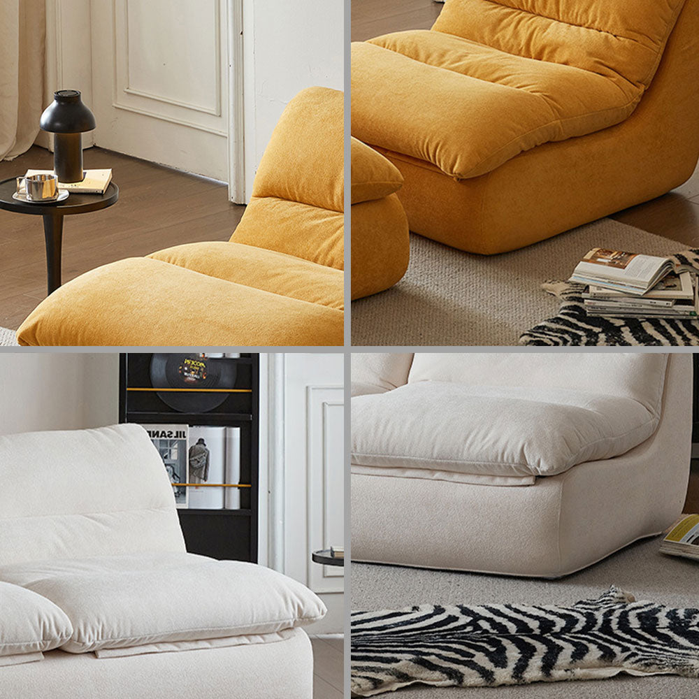LIVARA B003 80/155CM Length Yellow&White Minimalist Style Dual-Layer High-Resilience Foam Compressed Sofa