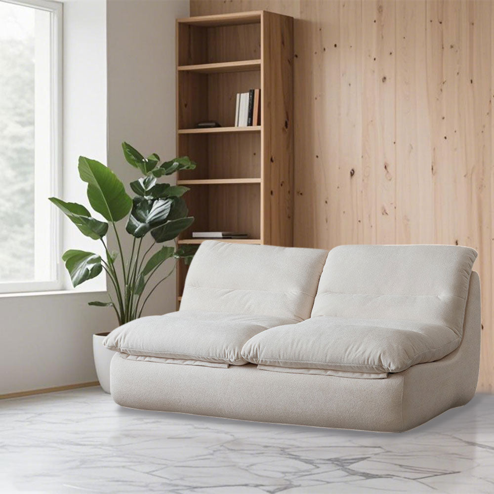 LIVARA B003 80/155CM Length Yellow&White Minimalist Style Dual-Layer High-Resilience Foam Compressed Sofa