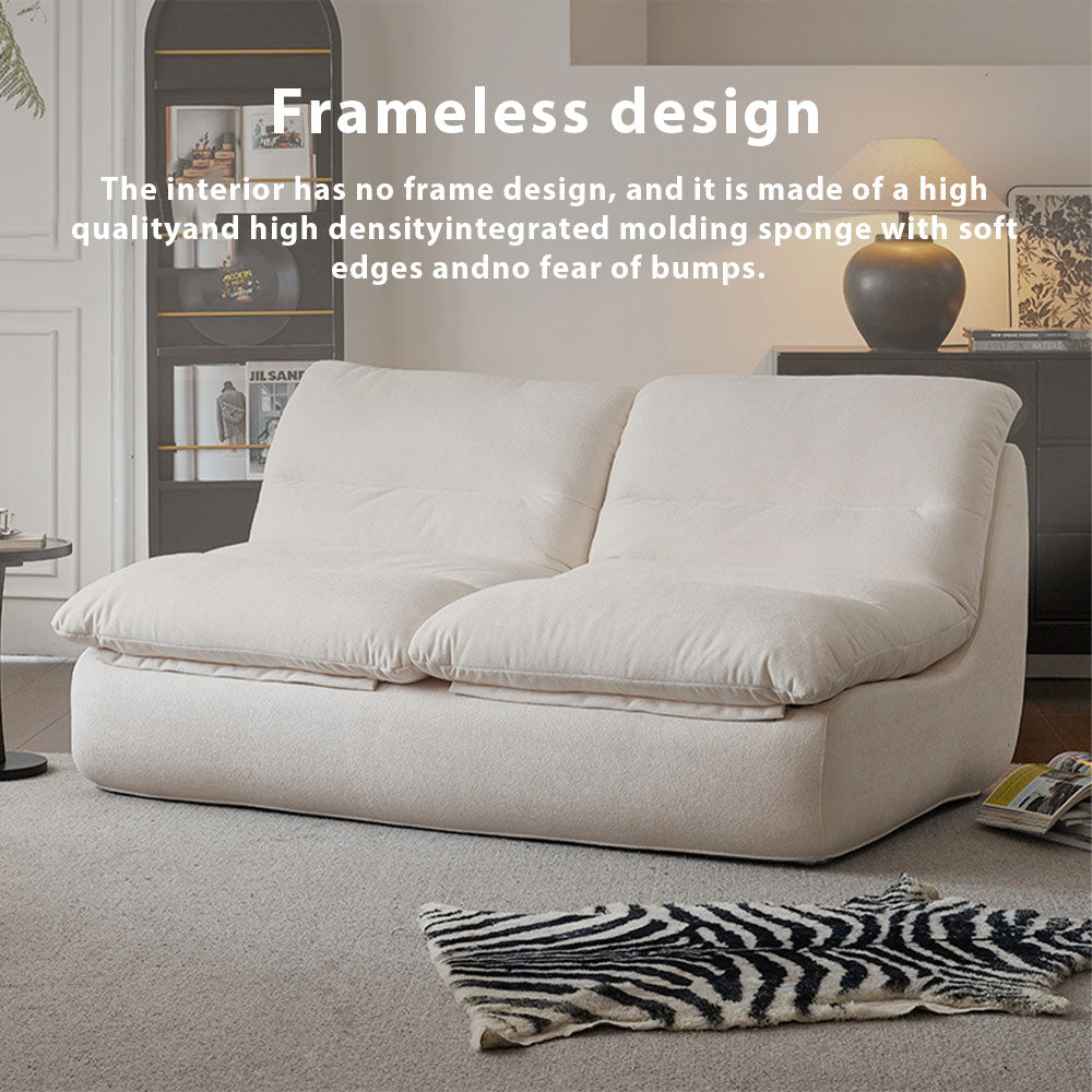 LIVARA B003 80/155CM Length Yellow&White Minimalist Style Dual-Layer High-Resilience Foam Compressed Sofa