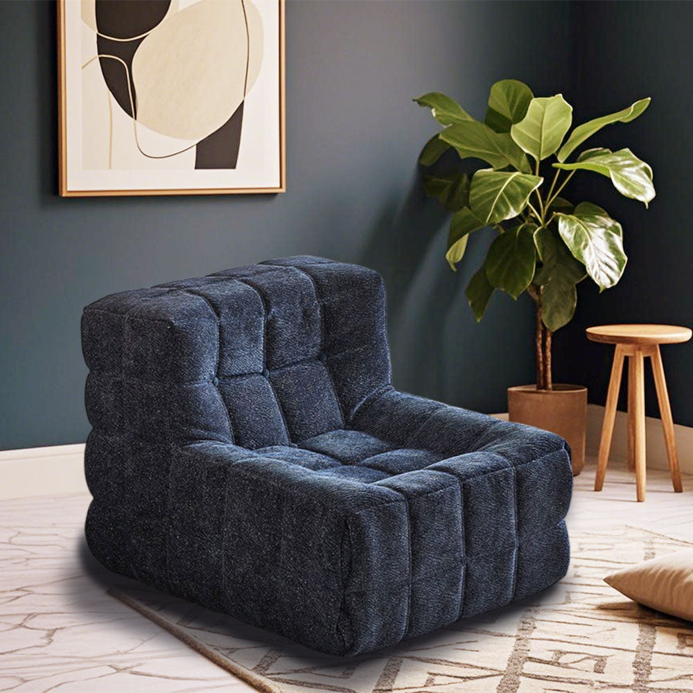 LIVARA B006 80/160CM Length Blue&Yellow Minimalist Style Dual-Layer High-Resilience Foam Compressed Sofa