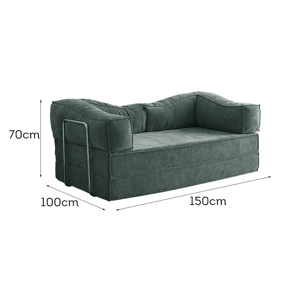 LIVARA B102 150cm Length Compressed Sofa Bed Corduroy Fabric Stainless Steel Frame