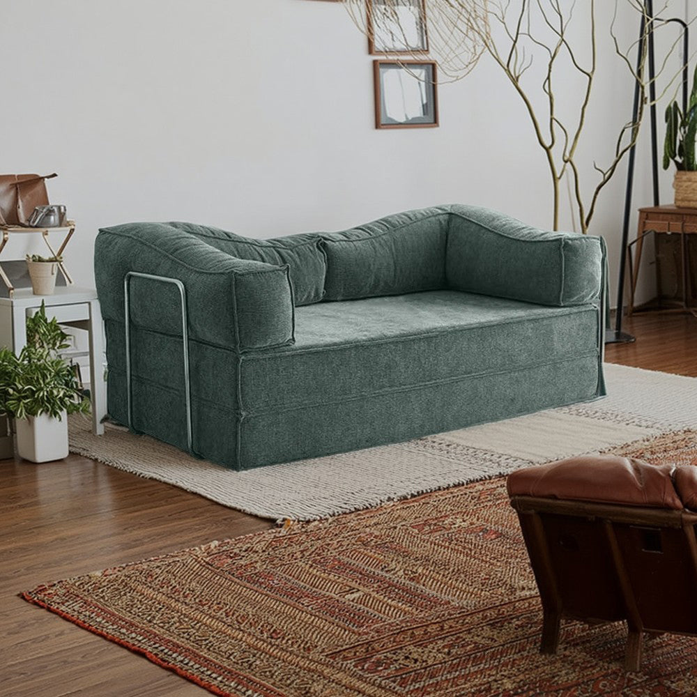 LIVARA B102 150cm Length Compressed Sofa Bed Corduroy Fabric Stainless Steel Frame
