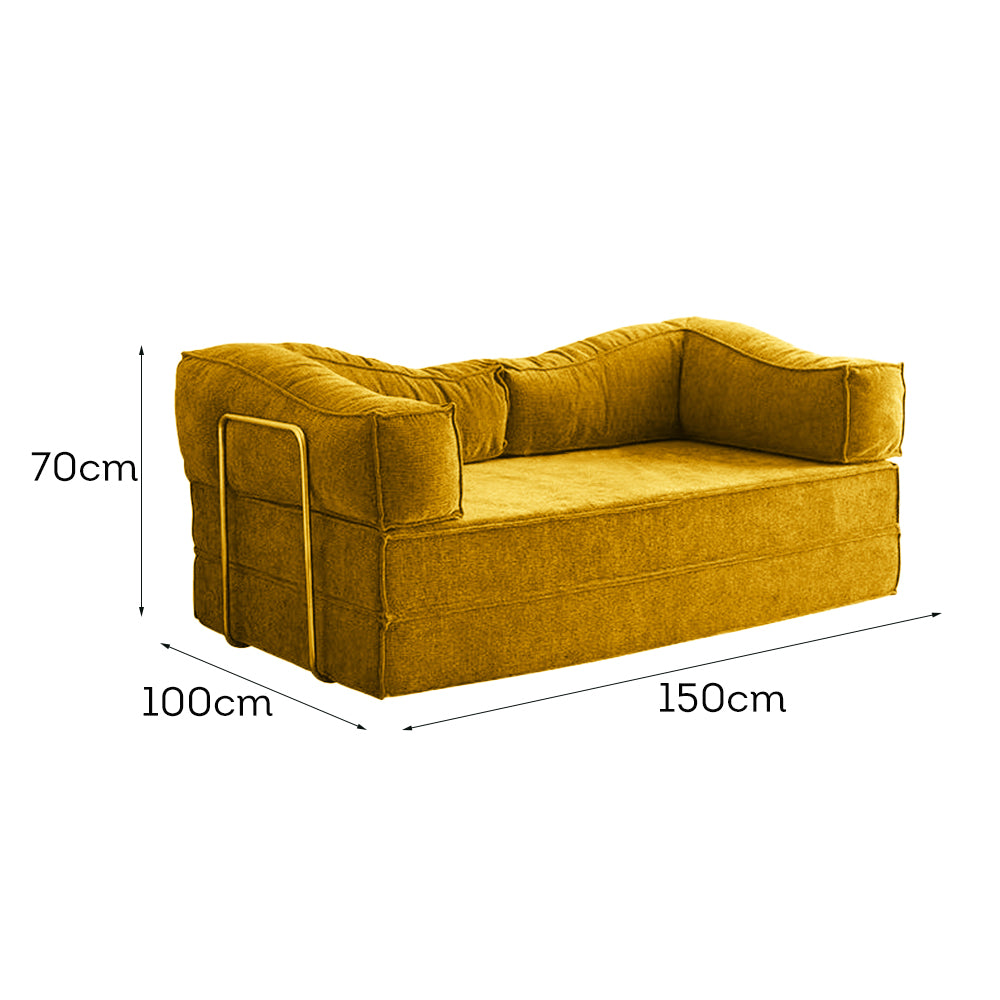 LIVARA B102 150cm Length Compressed Sofa Bed Corduroy Fabric Stainless Steel Frame