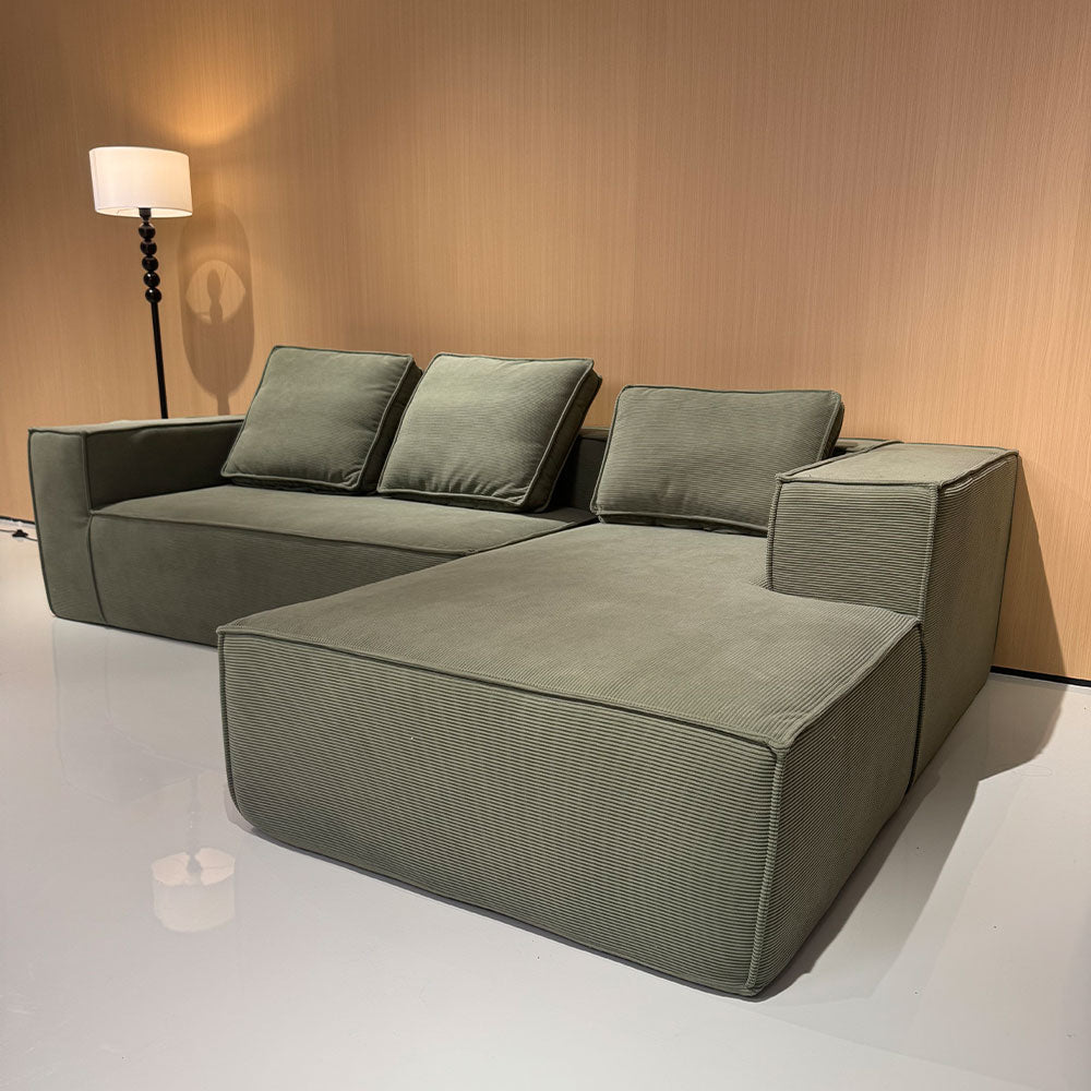 LIVARA B203 275/300CM Length Green Minimalist Style Dual-Layer High-Resilience Foam Compressed Sofa