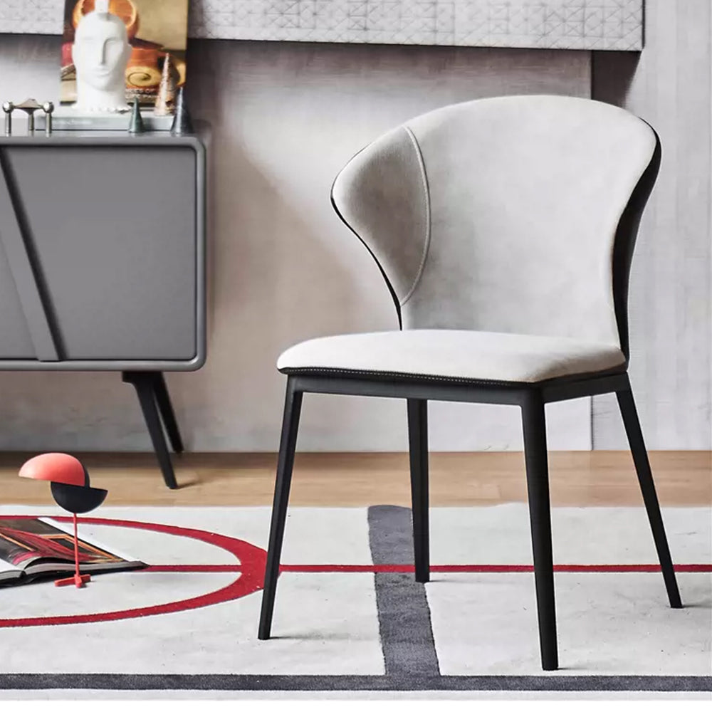 LIVARA DC1025 Faux Leather Fabric Dining Chair Solid Wood Frame