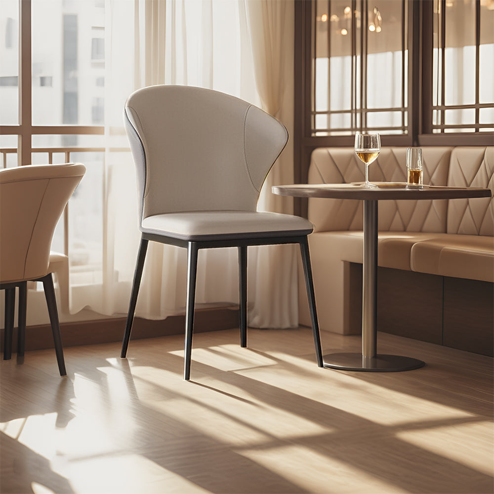 LIVARA DC1025 Faux Leather Fabric Dining Chair Solid Wood Frame