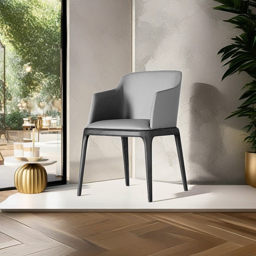 LIVARA DC1028 Faux Leather Fabric Dining Chair Solid Wood Frame