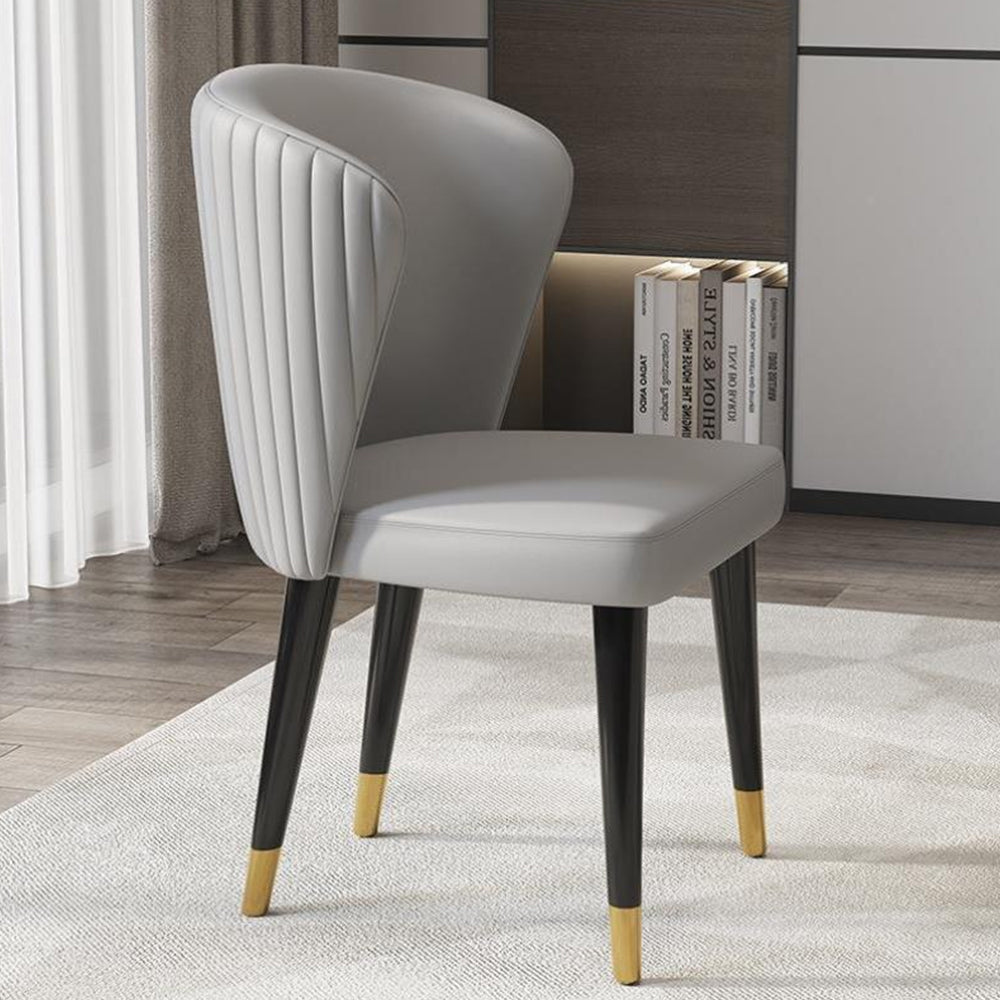 LIVARA DC1029 Faux Leather Fabric Dining Chair Solid Wood Frame