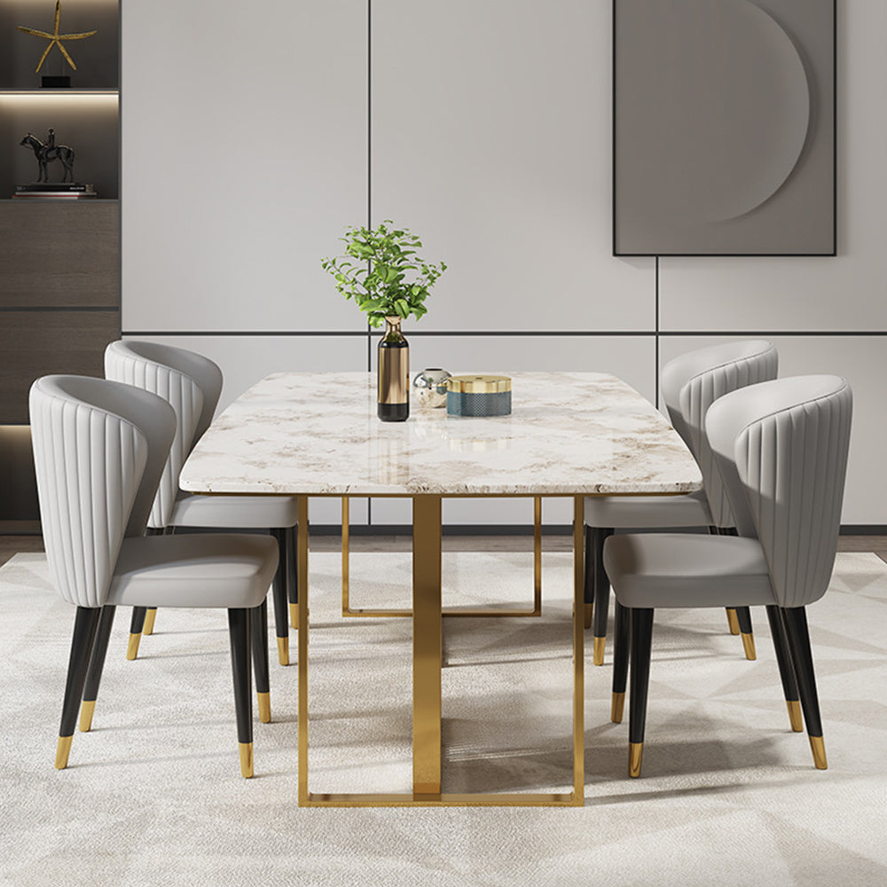 LIVARA DC1029 Faux Leather Fabric Dining Chair Solid Wood Frame