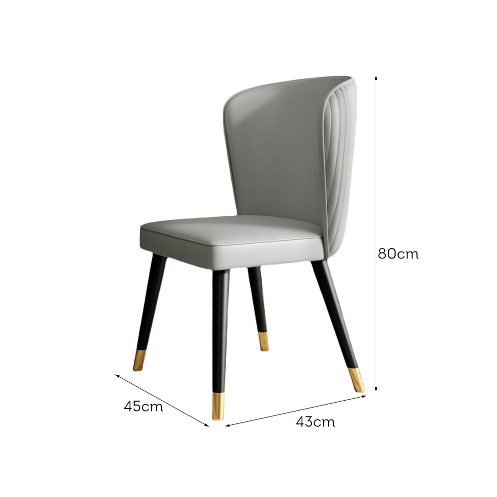 LIVARA DC1029 Faux Leather Fabric Dining Chair Solid Wood Frame