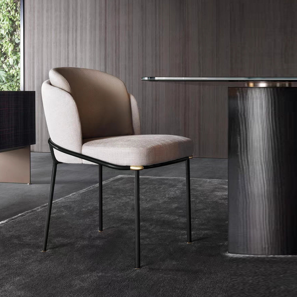 LIVARA DC1031 Cotton-Linen Fabric Dining Chair Stainless Steel Legs