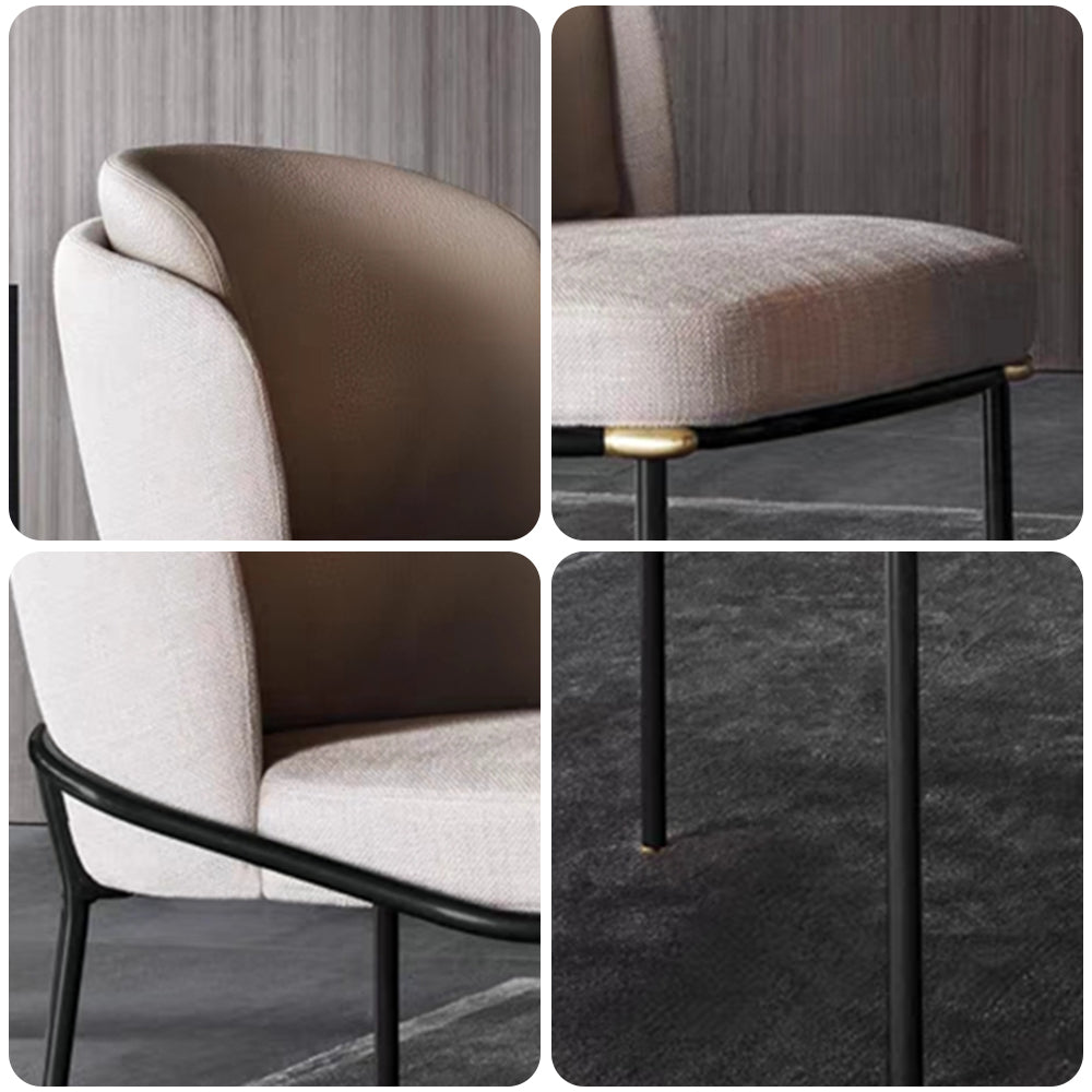 LIVARA DC1031 Cotton-Linen Fabric Dining Chair Stainless Steel Legs