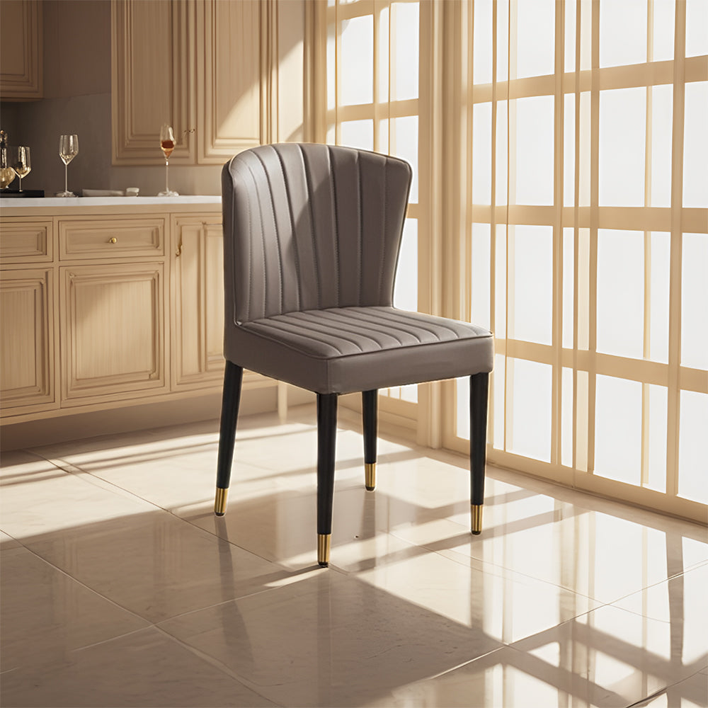 LIVARA DC1036 Faux Leather Fabric Dining Chair Solid Wood Frame