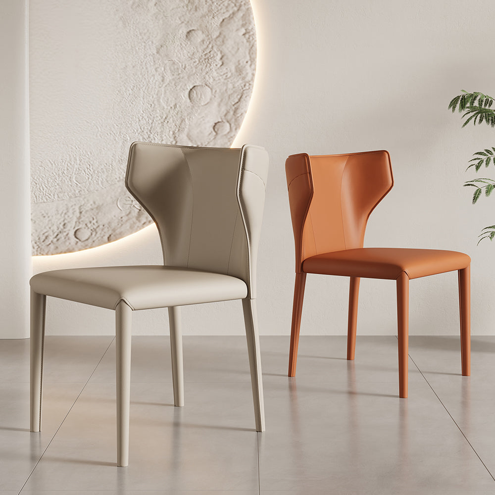 LIVARA DC1037 Saddle-Style Leather Dining Chair Carbon Steel Legs