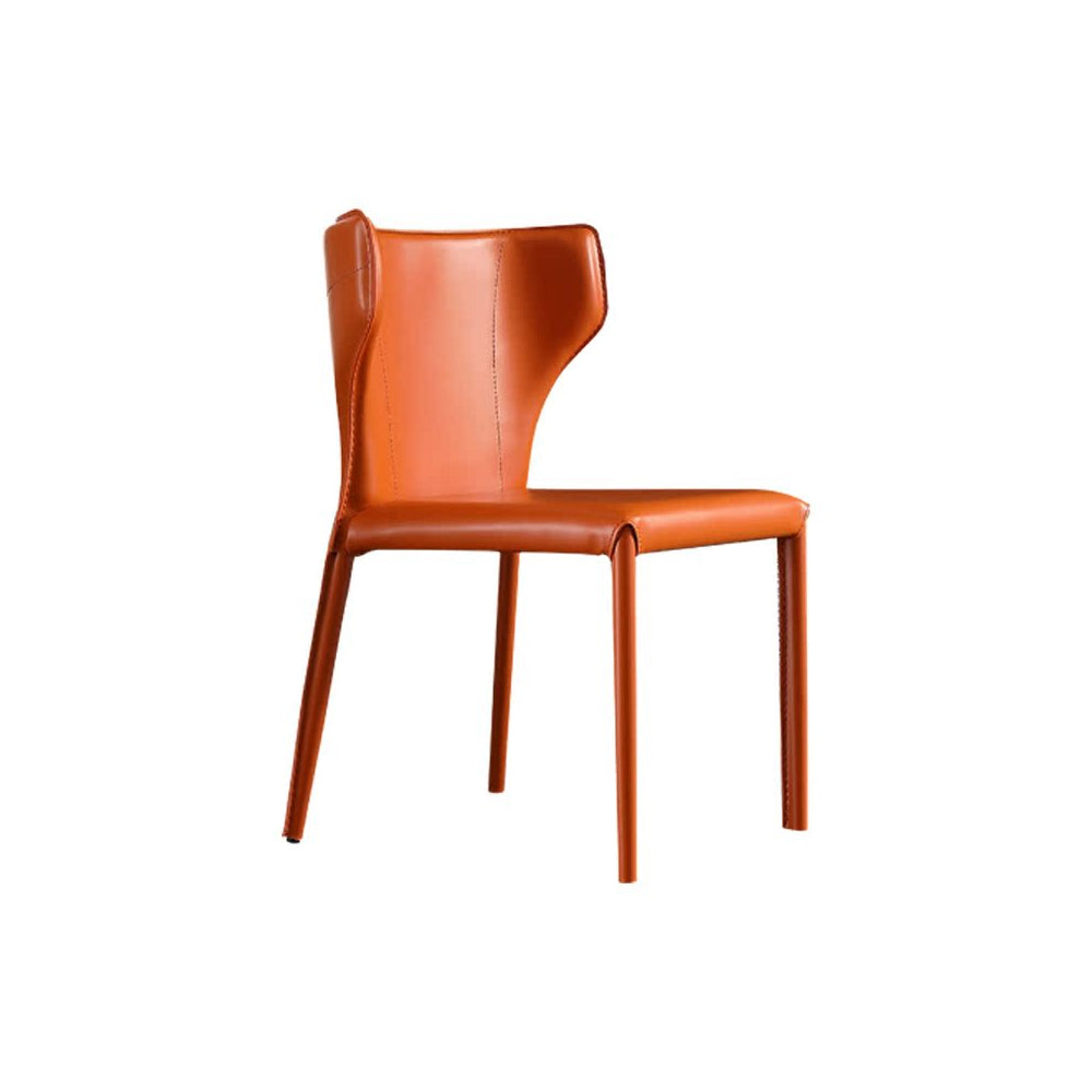 LIVARA DC1037 Saddle-Style Leather Dining Chair Carbon Steel Legs