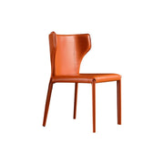 LIVARA DC1037 Saddle-Style Leather Dining Chair Carbon Steel Legs