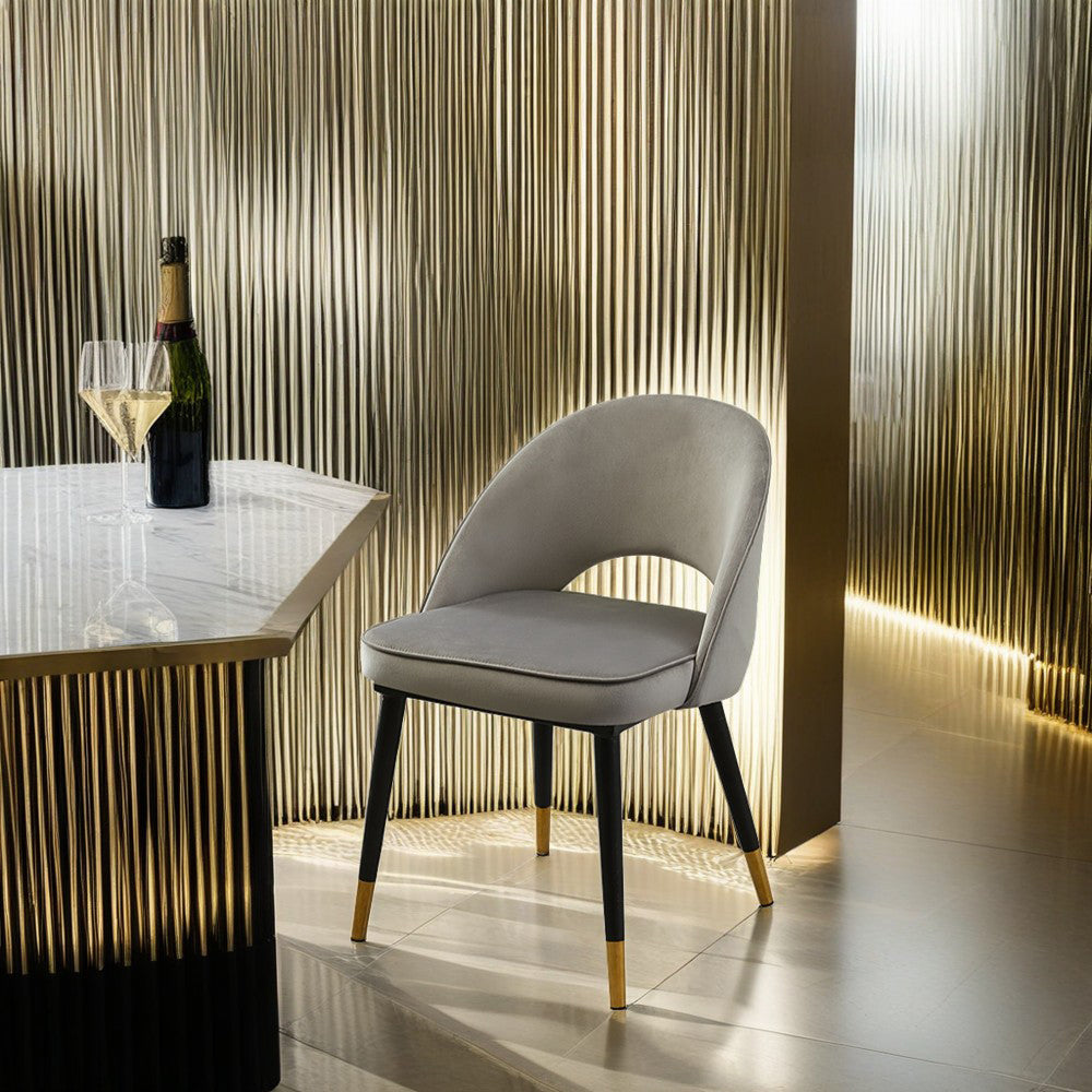 LIVARA DC1039 Faux Leather Fabric Dining Chair Solid Wood Frame