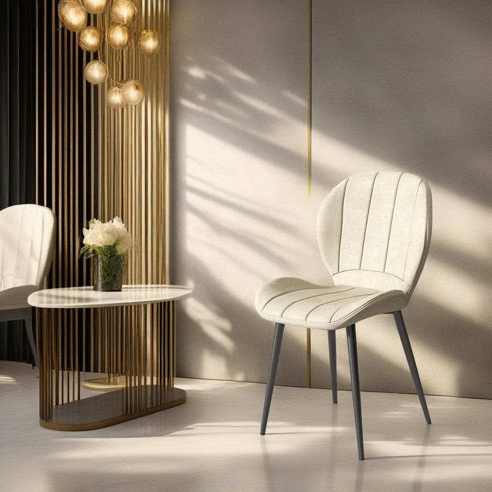 LIVARA DC1040 Faux Leather Fabric Dining Chair Carbon Steel Legs