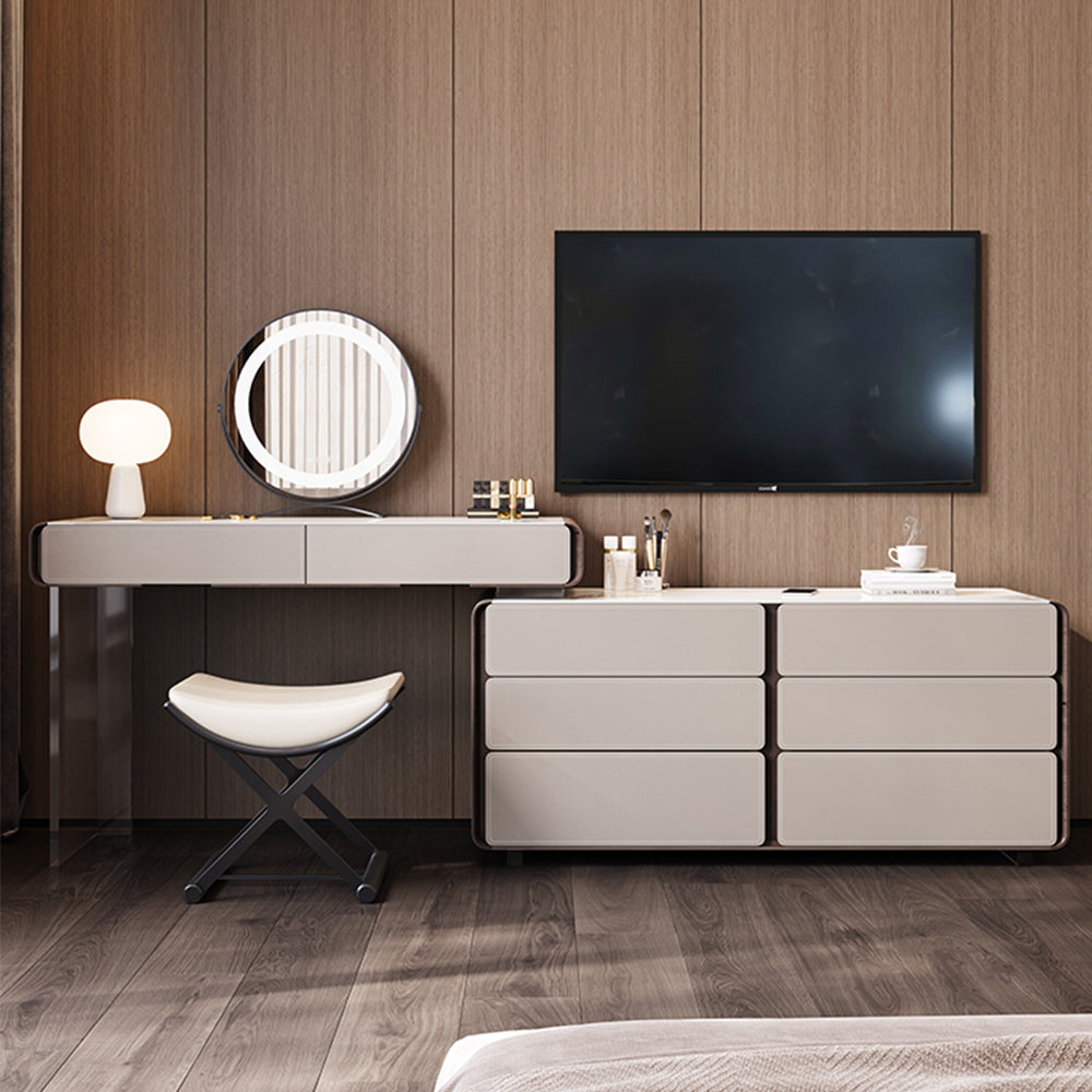 LUXORA DR1042 80-120cm Acrylic Support Solid Wood Cabinet Dressing Table