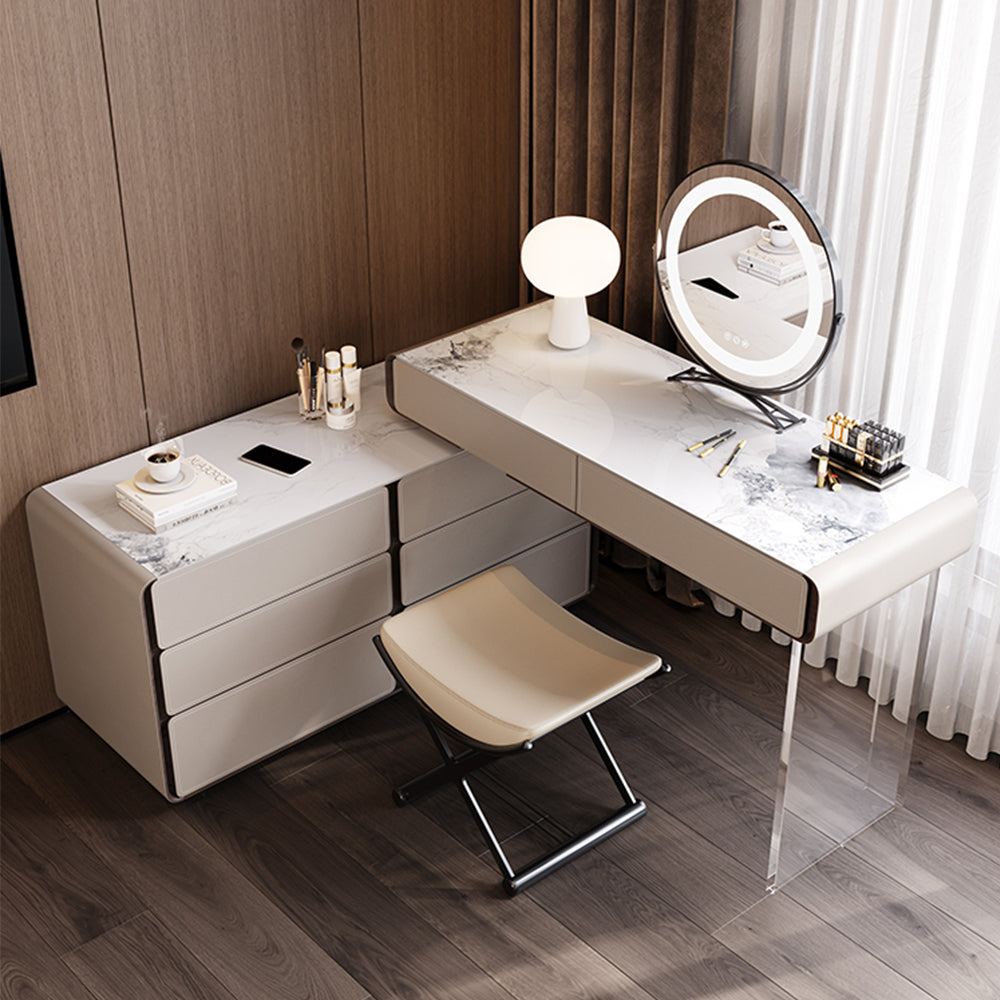 LUXORA DR1042 80-120cm Acrylic Support Solid Wood Cabinet Dressing Table