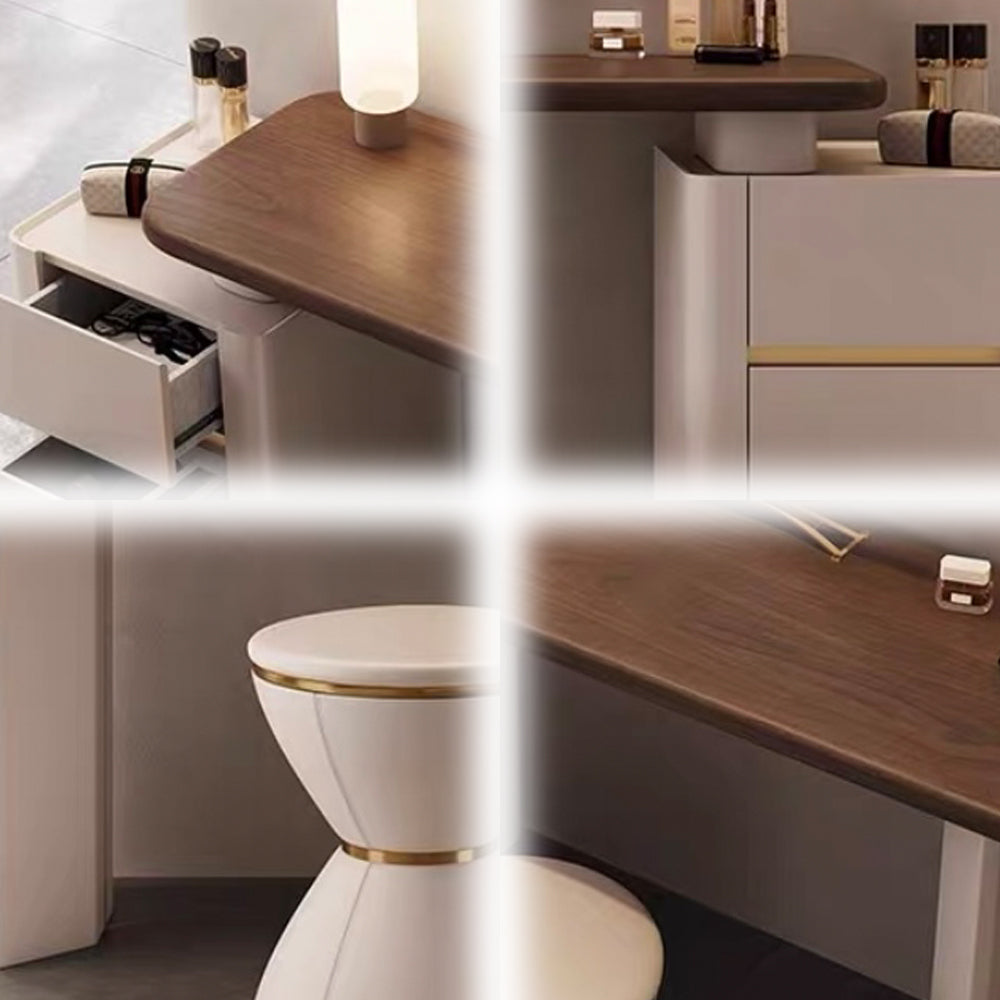 LUXORA DR1043 Acrylic Support Solid Wood Cabinet Dressing Table