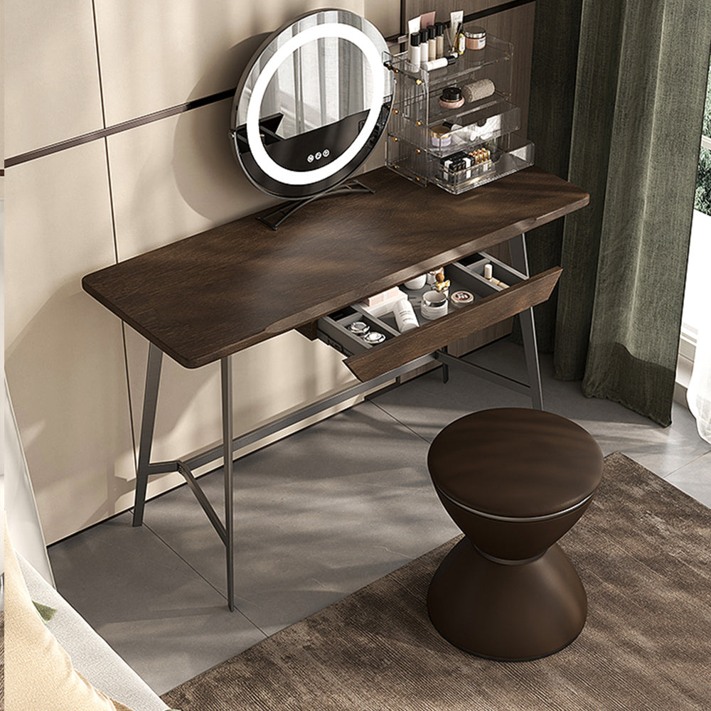 LUXORA DR1058 80-120cm Carbon Steel Solid Wood Countertop Dressing Table With LED Mirror