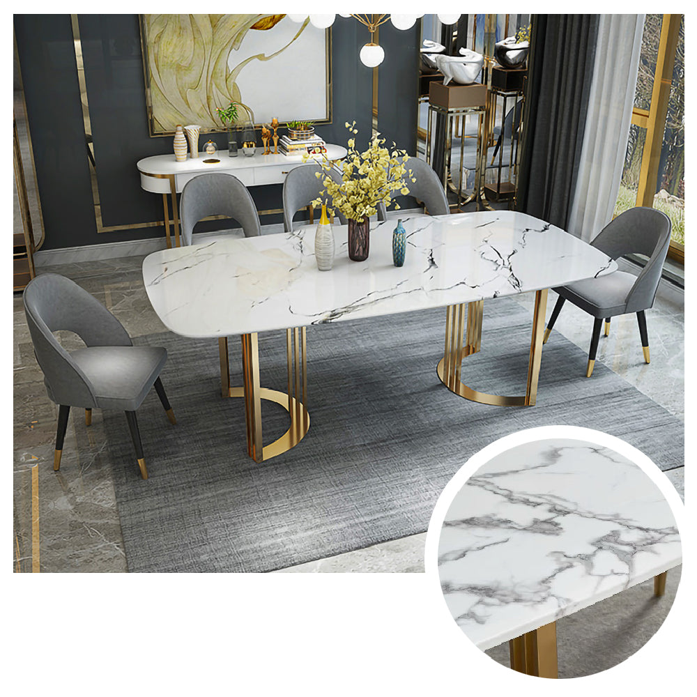 LUXORA DT1068 Light Luxury Style 130-140-160cm Sintered Stone Dining Table