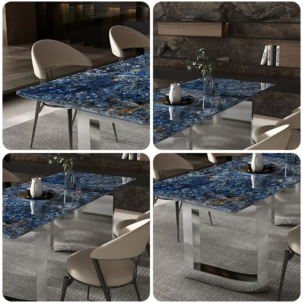 LUXORA DT1095 140/160/180cm Length Luxury Microcrystalline Stone Dining Table Stainless Steel Legs
