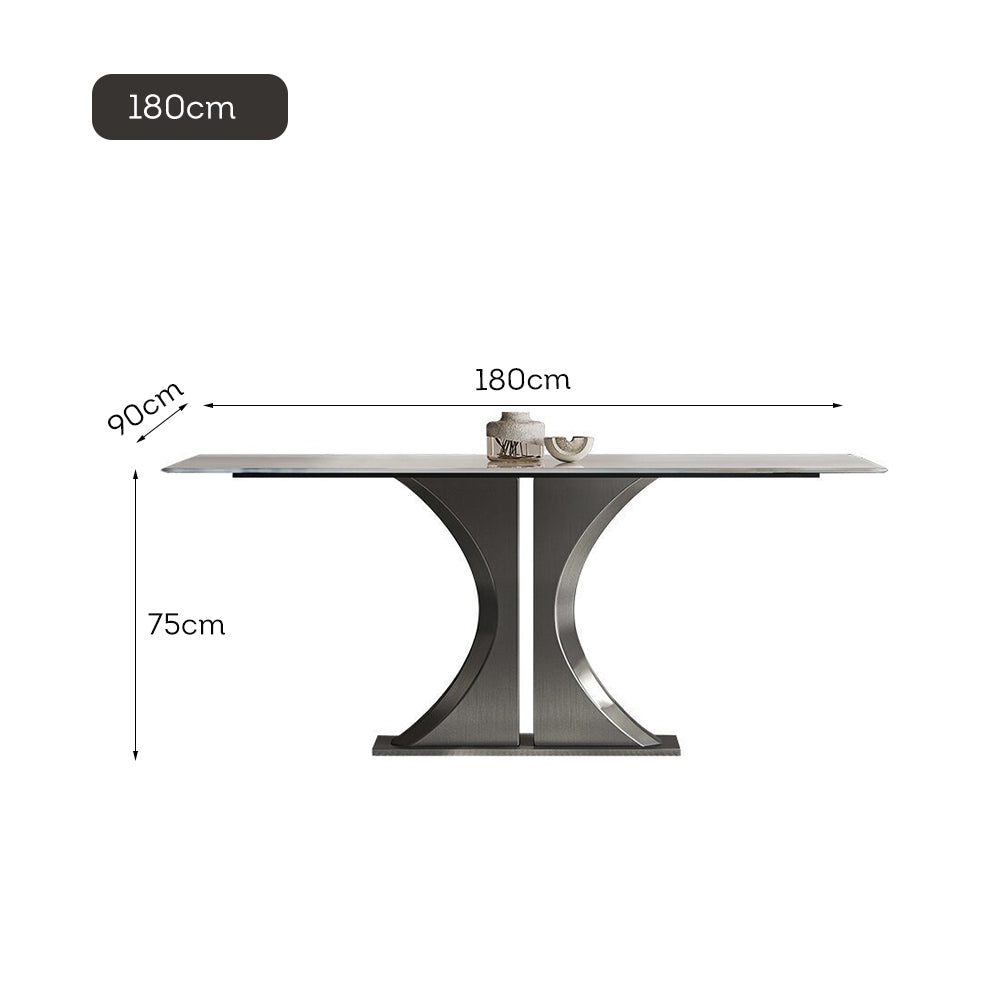 LUXORA DT1110 140/160/180cm Length Sintered Stone Tabletop Dining Table Stainless Steel Frame