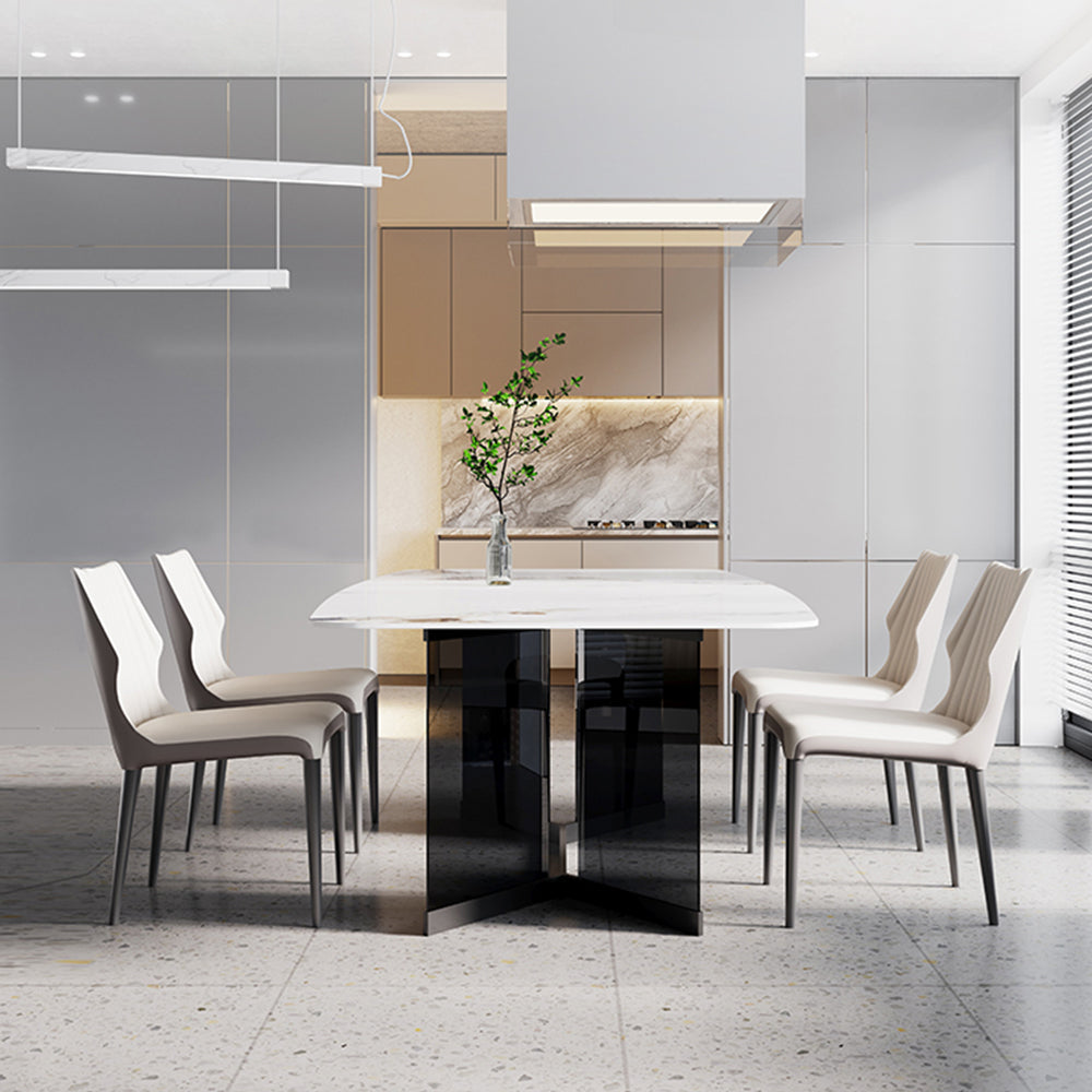 LUXORA DT1119 140/160/180cm Length Sintered Stone Tabletop Dining Table Stainless Steel Frame