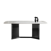 LUXORA DT1119 140/160/180cm Length Sintered Stone Tabletop Dining Table Stainless Steel Frame