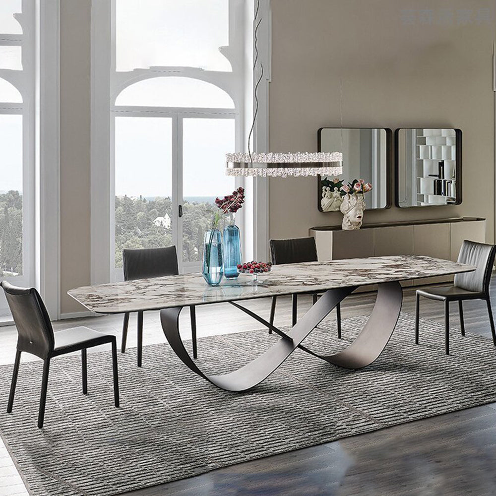 LUXORA DT1122 140/160/180cm Length Sintered Stone Tabletop Dining Table Carbon Steel Legs