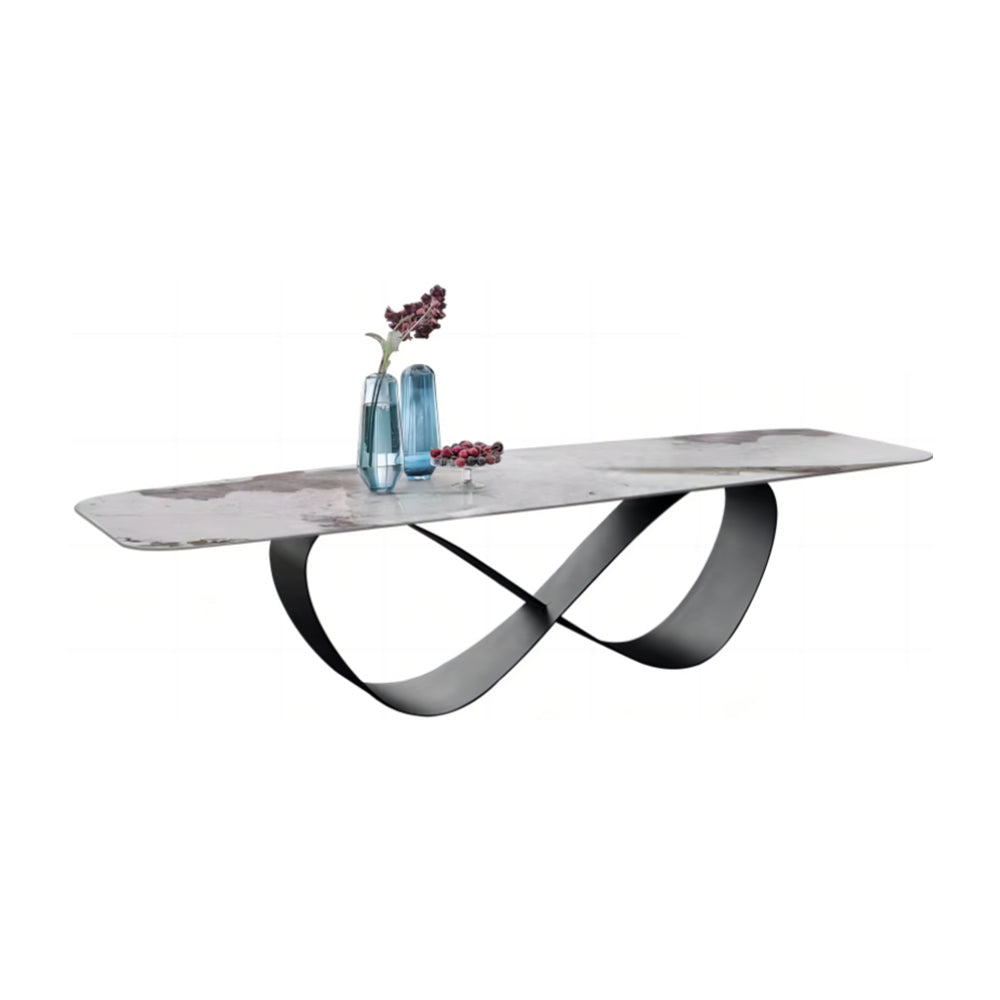 LUXORA DT1122 140/160/180cm Length Sintered Stone Tabletop Dining Table Carbon Steel Legs