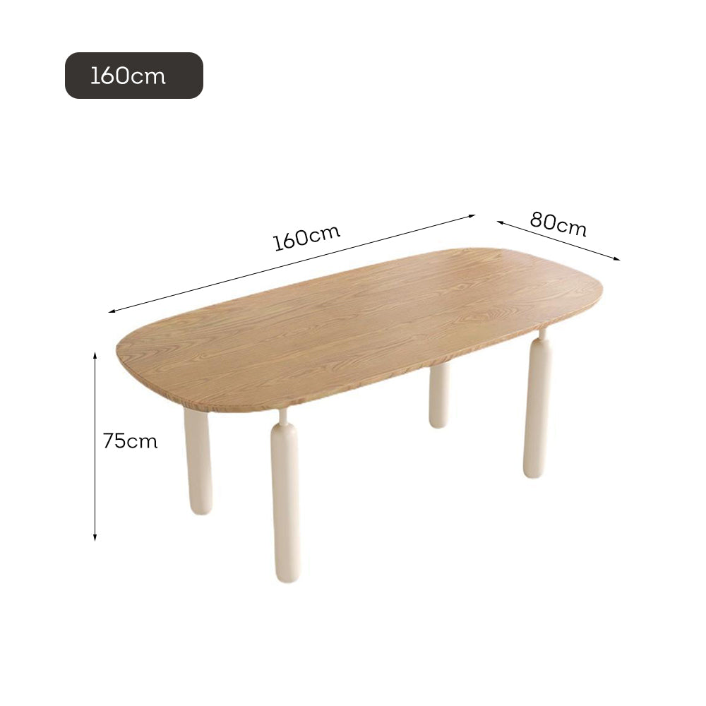 LUXORA DT1204 140/160/180cm Length Solid Wood Tabletop Dining Table Stainless Steel Frame