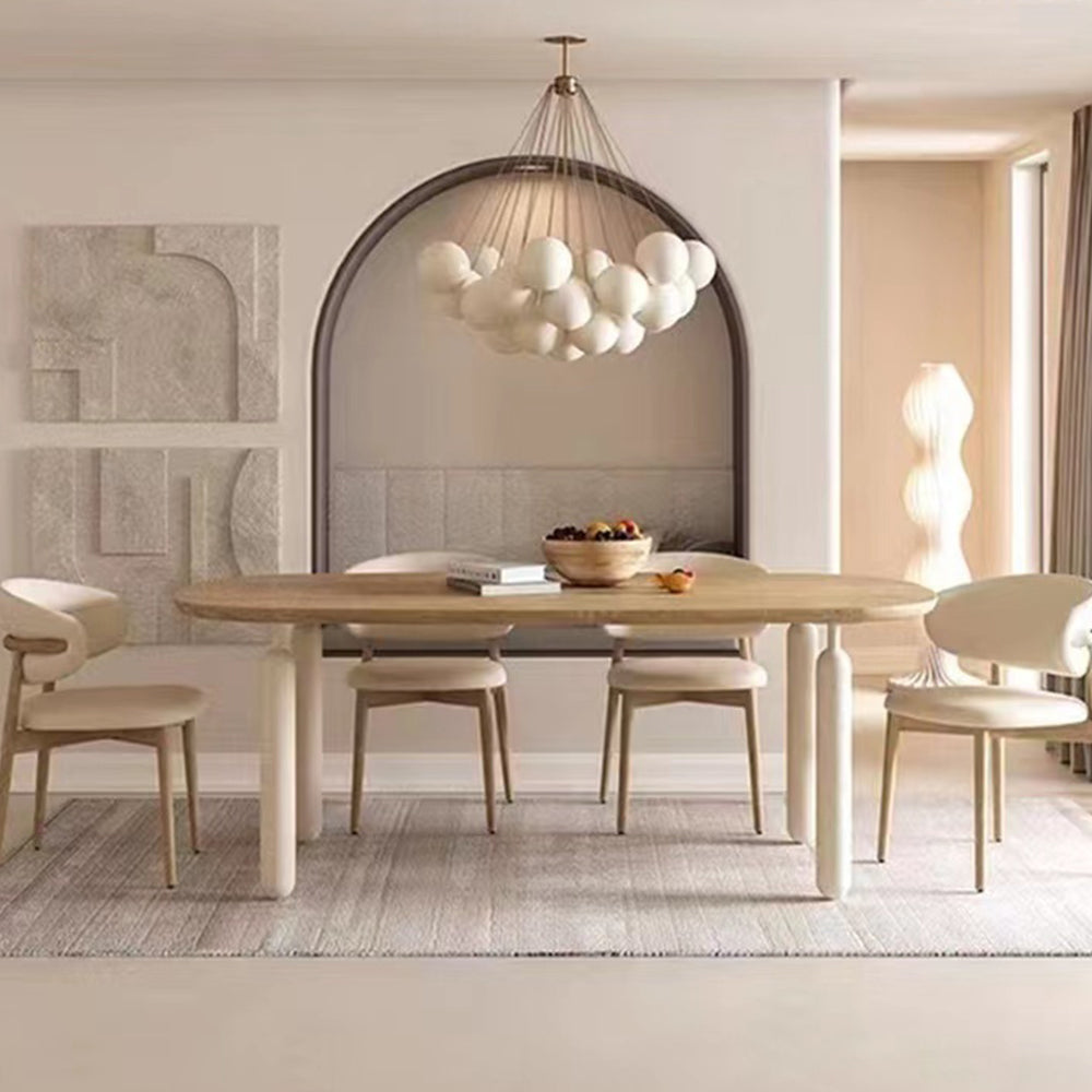 LUXORA DT1204 140/160/180cm Length Solid Wood Tabletop Dining Table Stainless Steel Frame