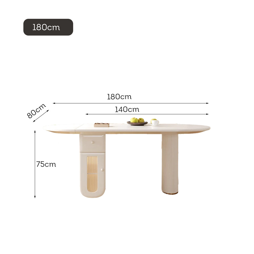 LUXORA DT1212 160/180/200cm Length Sintered Stone Tabletop Dining Table Half-folding Tabletop