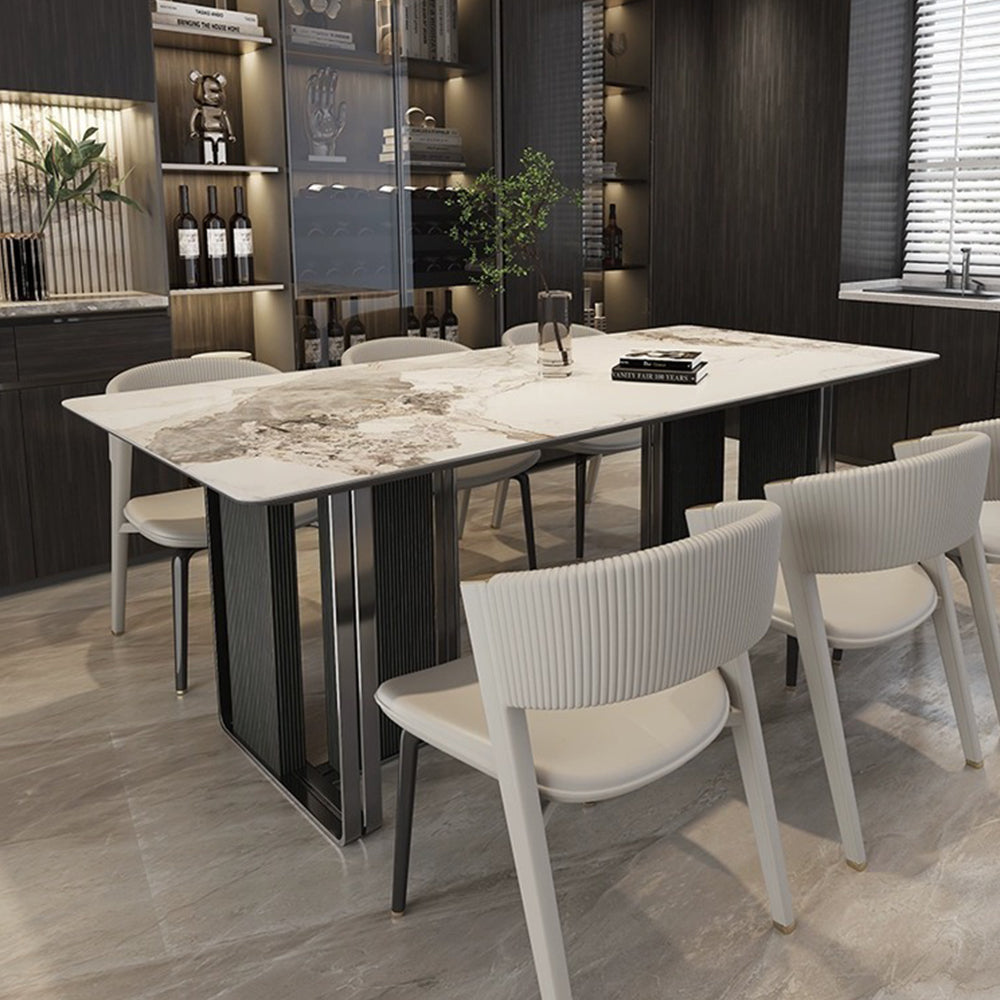 LUXORA DT1222 140/160/180cm Length Sintered Stone Tabletop Dining Table Carbon Steel Legs