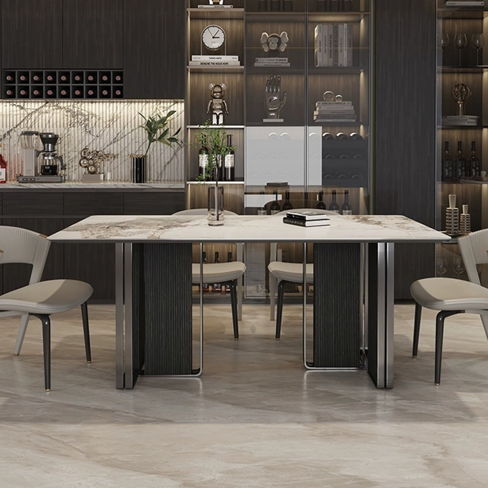 LUXORA DT1222 140/160/180cm Length Sintered Stone Tabletop Dining Table Carbon Steel Legs
