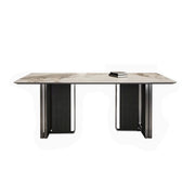 LUXORA DT1222 140/160/180cm Length Sintered Stone Tabletop Dining Table Carbon Steel Legs