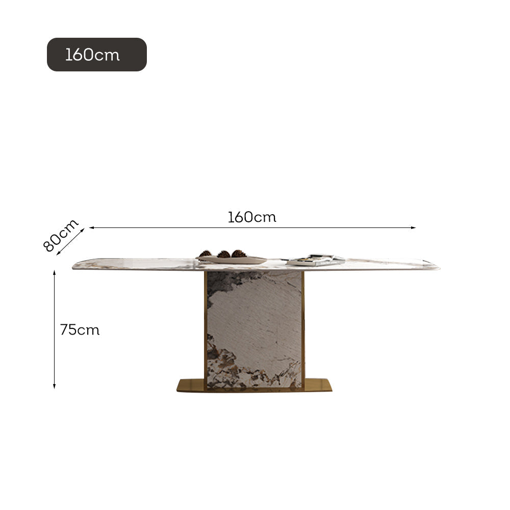 LUXORA DT1227 140/160/180cm Length Sintered Stone Tabletop Dining Table Stainless Steel Frame