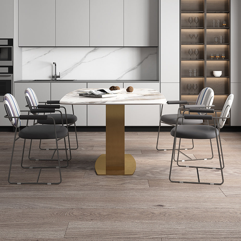 LUXORA DT1227 140/160/180cm Length Sintered Stone Tabletop Dining Table Stainless Steel Frame