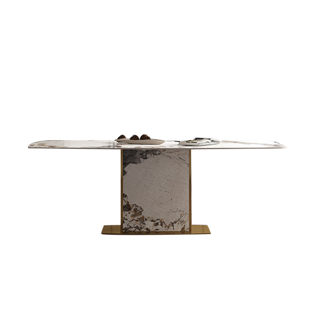 LUXORA DT1227 140/160/180cm Length Sintered Stone Tabletop Dining Table Stainless Steel Frame