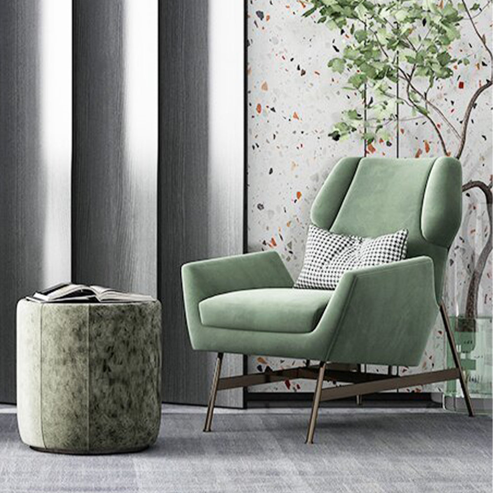 LIVARA EC1144 Suede Fabric & Solid Wood Stainless Steel Leisure Chair