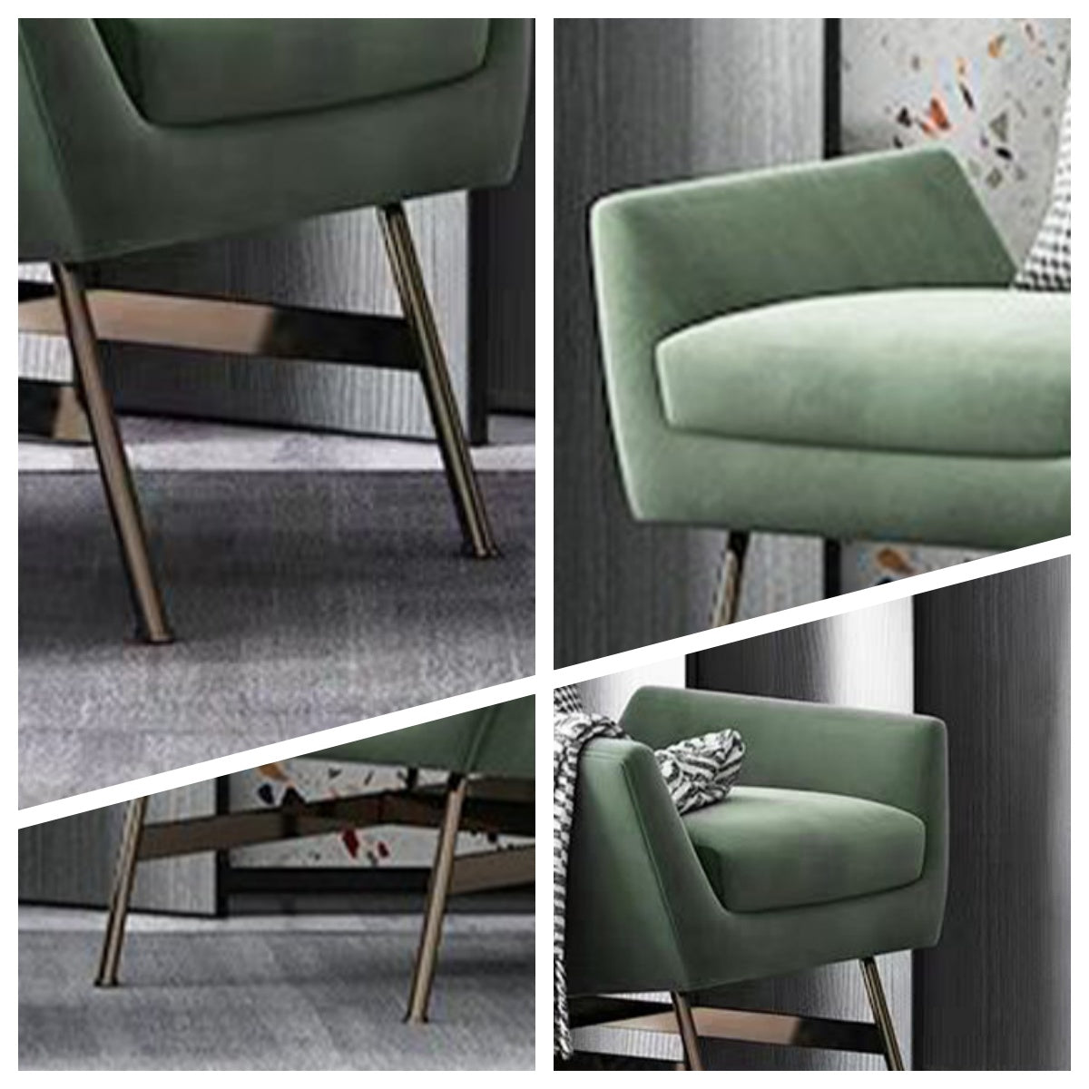 LIVARA EC1144 Suede Fabric & Solid Wood Stainless Steel Leisure Chair