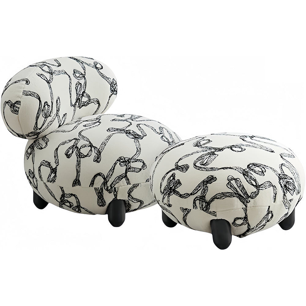 LIVARA EC1224 Solid Wood Legs Leisure Chair With Footstool