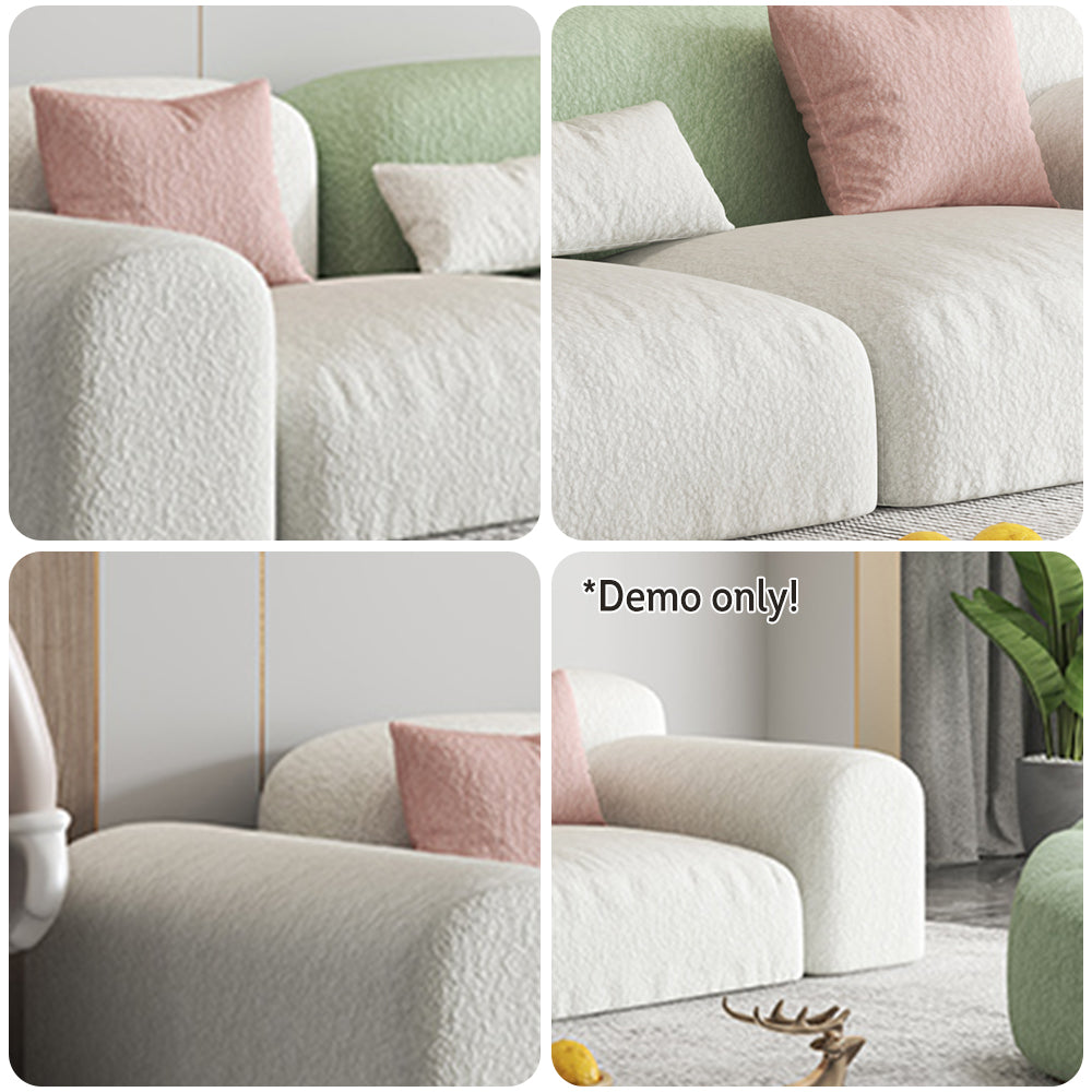 LIVARA SM1002 260cm Length Lamb Fleece Fabric Sofa Solid Wood Frame - Beige