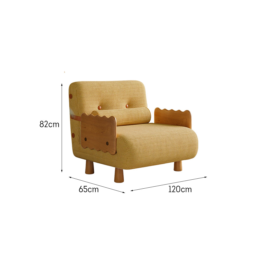 LIVARA 80cm/120cm Length Corduroy Fabric Sofa Bed Solid Wood Frame